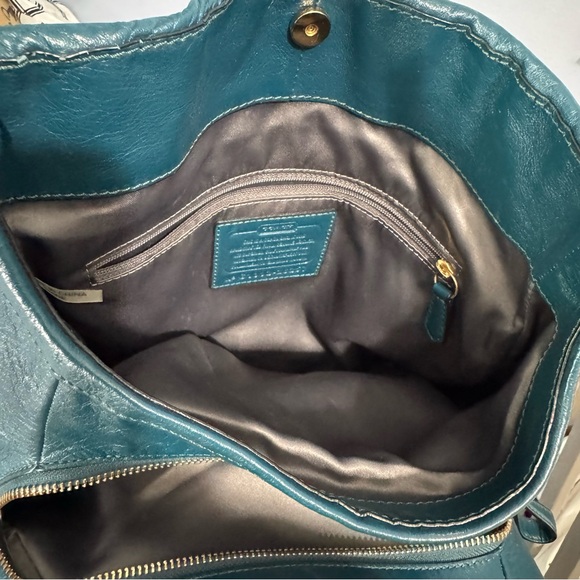 COACH Madison Phoebe Shoulder Bag in Gathered Twist Leather Teal - Picture 9 of 17